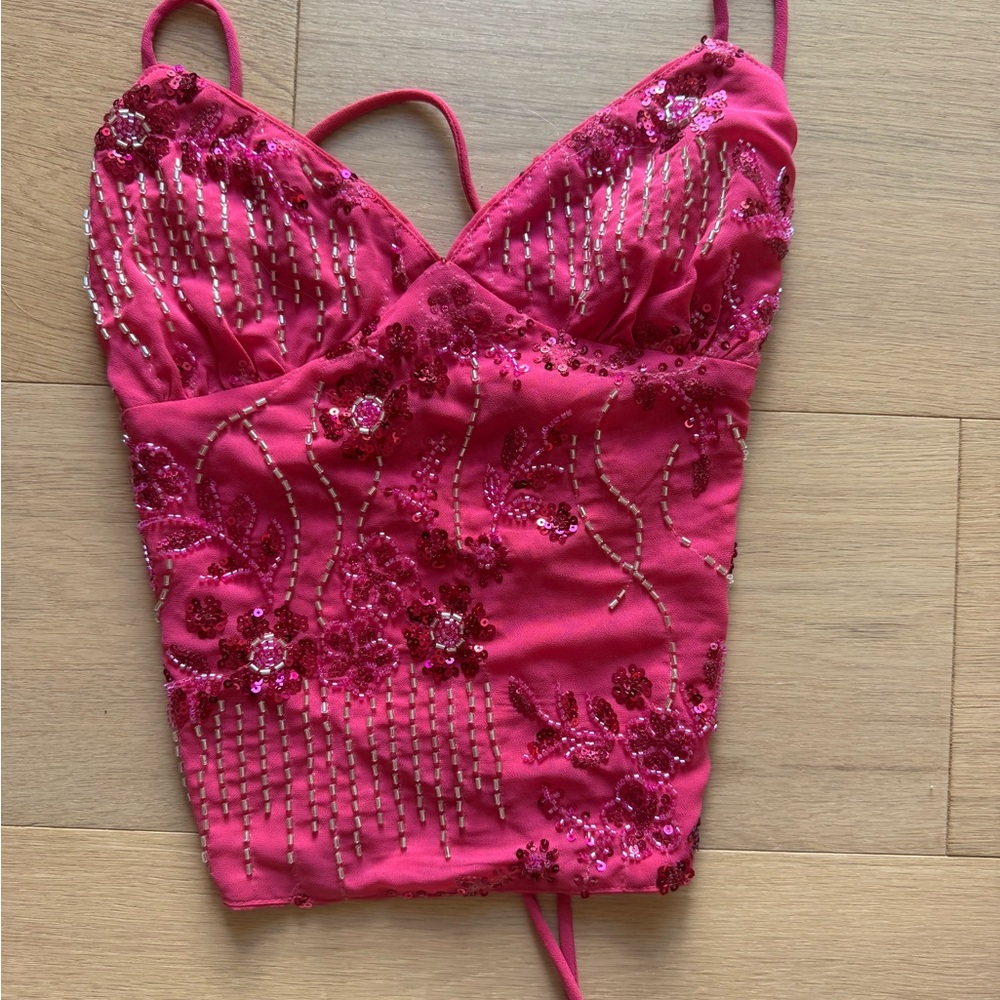 Peppermayo Fuchsia top with Sequin Detail